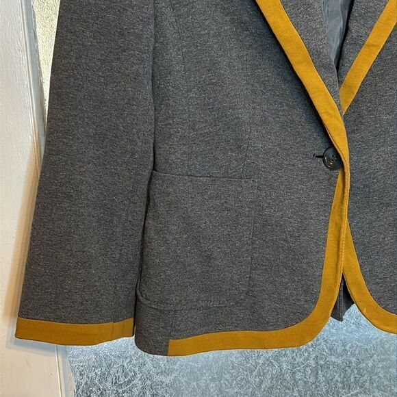 OBR Women’s Gray and Yellow Lined Collared Blazer Jacket 3/4 Sleeve Size Small - Picture 2 of 5